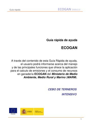 Guía rápida de ayuda ECOGAN CEBO DE TERNEROS INTENSIVO