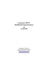 SunSaver MPPT MODBUSÂ® Specification - Morningstar Corporation