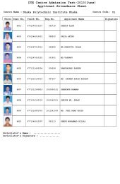 DTE Centre Admission Test-2013(June) Applicant Attendance Sheet