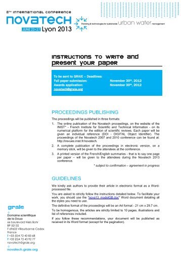 Instructions to authors - Novatech - Graie