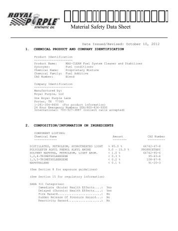 MSDS - Royal Purple