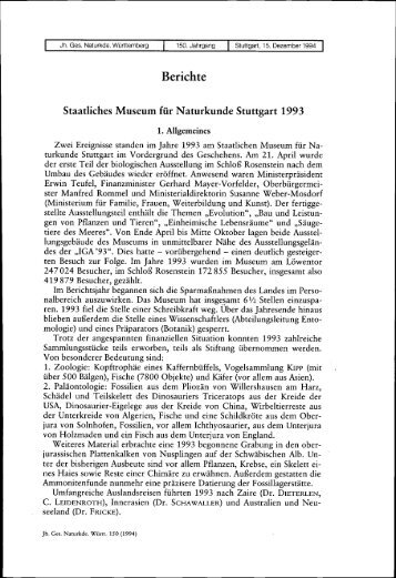 1993 - Staatliches Museum für Naturkunde Stuttgart