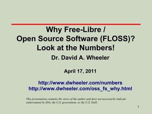 Why Free-Libre/Open Source Software (FLOSS)? - David A ...
