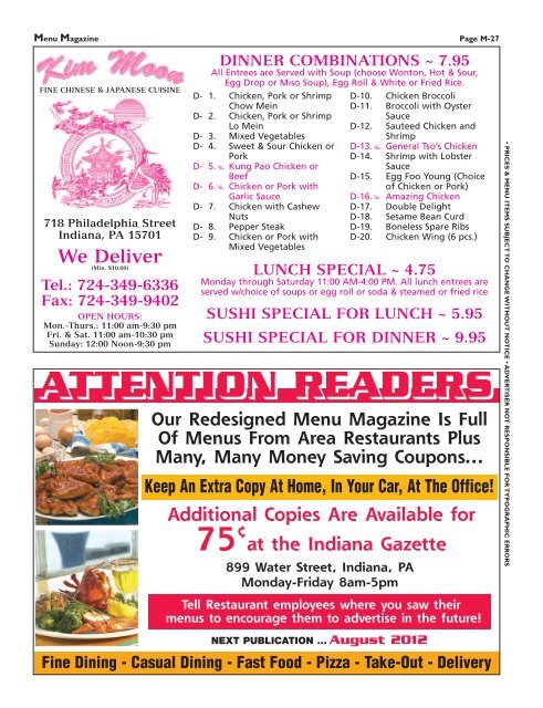 Menu Magazine - Indiana Gazette