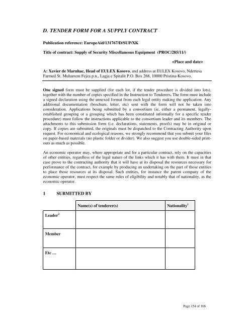 Tender Dossier (PDF) - Eulex