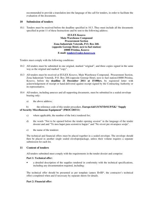 Tender Dossier (PDF) - Eulex