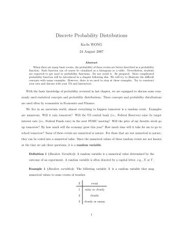 Discrete Probability Distributions - Ka-fu Wong