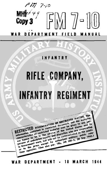 FM 7-10 ( Infantry Rifle Company, Infantry Regiment ) 1944 - CIE Hub