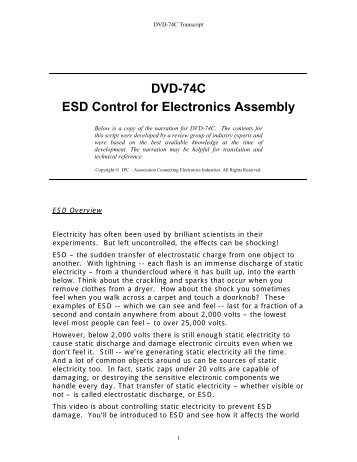 DVD-74C ESD Control for Electronics Assembly - IPC Training ...