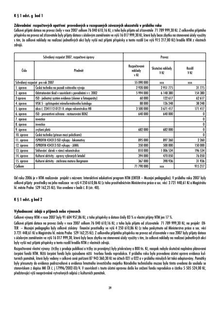 VÃ½roÄnÃ­ zprÃ¡va 2007 - NÃ¡rodnÃ­ technickÃ© muzeum