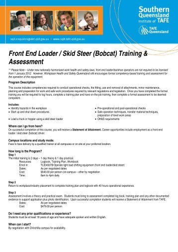 Front End Loader / Skid Steer (Bobcat) Training & Assessment