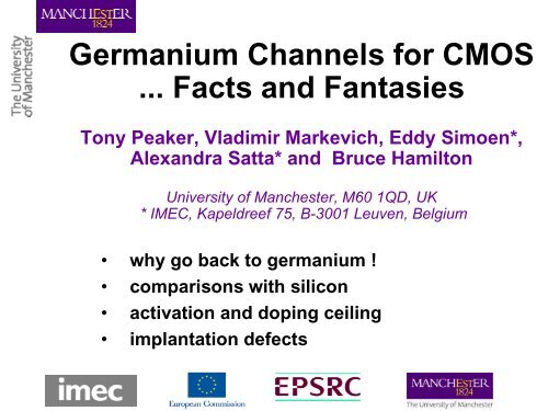 Germanium Channels for CMOS ... Facts and Fantasies (pdf) - IM2NP