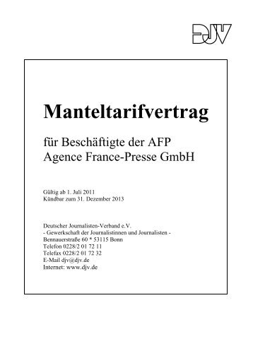 Manteltarifvertrag - Deutscher Journalisten-Verband ...