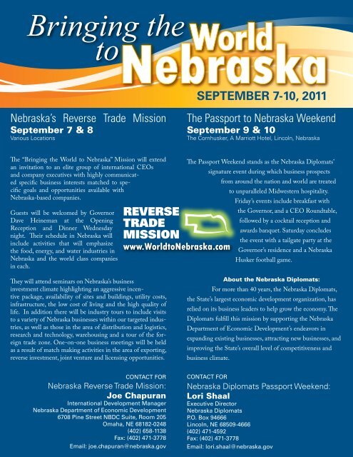 Reverse Trade Mission Flyer - Nebraska Department of Economic ...