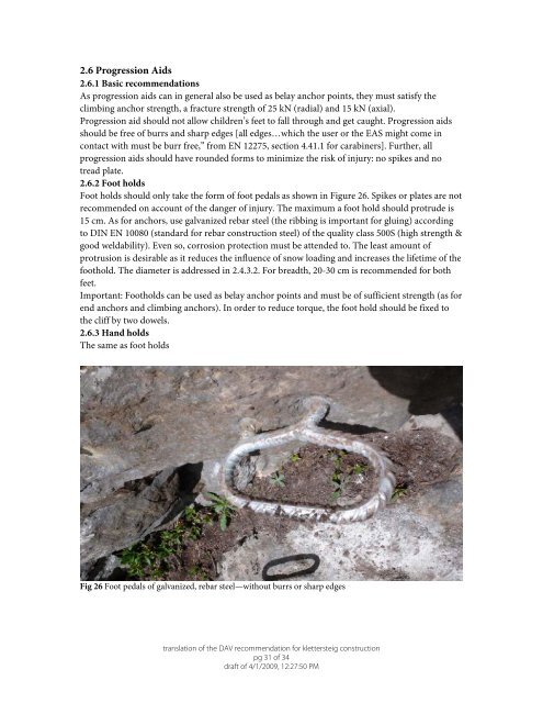 Recommendations for via ferrata construction - UIAA