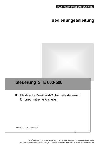 Bedienungsanleitung Steuerung STE 003-500 - TOX ...