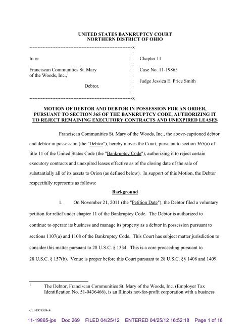 UNITED STATES BANKRUPTCY COURT NORTHERN DISTRICT UNITED STATES BANKRUPTCY COURT NORTHERN DISTRICT