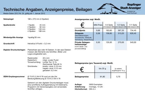 Bopfinger Stadtanzeiger - SDZ. Druck und Medien