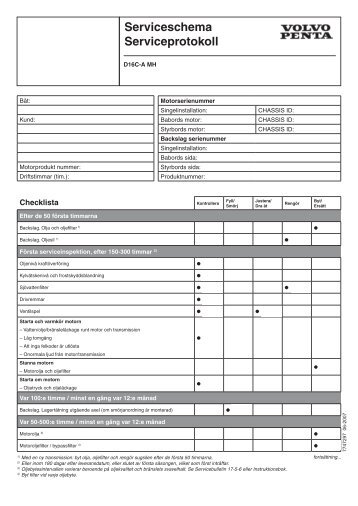 Serviceschema Serviceprotokoll - Volvo Penta Service