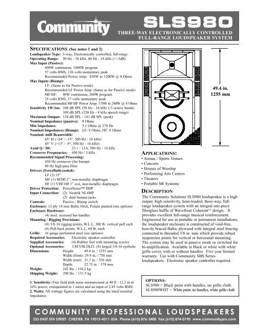 SLS980 - Community Professional Loudspeakers