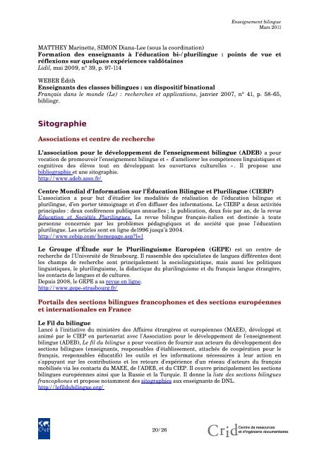 Enseignement bilingue - L'enseignement d'une discipline ... - CIEP