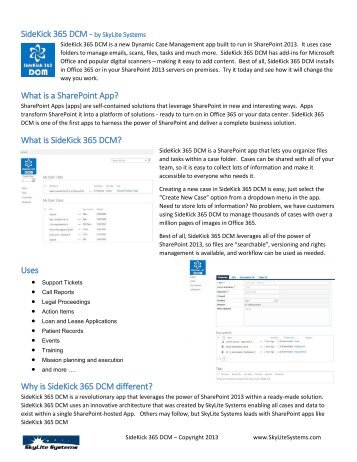 SideKick 365 DCM - by SkyLite Systems What is a SharePoint App ...