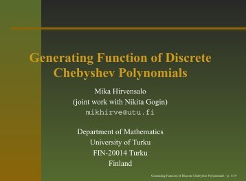 Generating Function of Discrete Chebyshev Polynomials