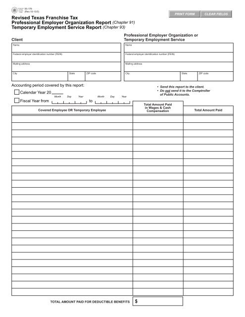 05 176 Revised Texas Franchise Tax Staff Leasing Services