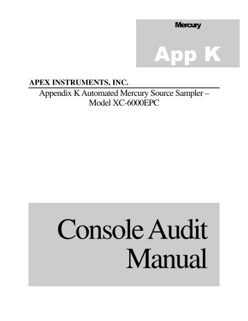 XC6000 Quarterly Audit Procedure - Apex Instruments, Inc.