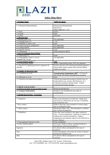 (Polystyrene) material safety datasheet by clicking here. - Perspex