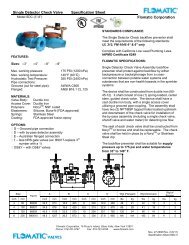 Single Detector Check Valve Specification Sheet Flomatic Corporation