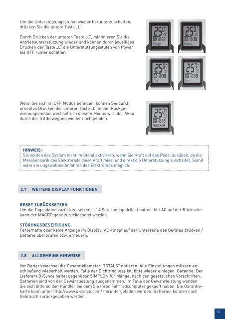 E-BIKE HANDBUCH & BEDIENUNGSANLEITUNG