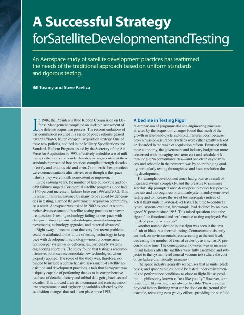 A Successful Strategy for Satellite Development and Testing - Inpe