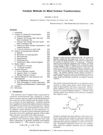 Catalytic Methods for Metal Carbene Transformations - iSites