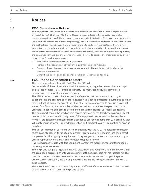 Fire Alarm Control Panels - Bosch Security Systems