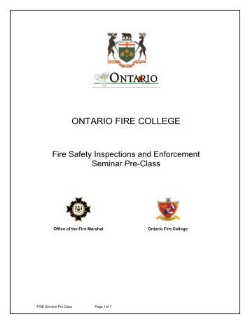 Fire Safety Inspection and Enforcement Seminar Pre Class 2012