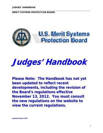 JUDGES' HANDBOOK - US Merit Systems Protection Board