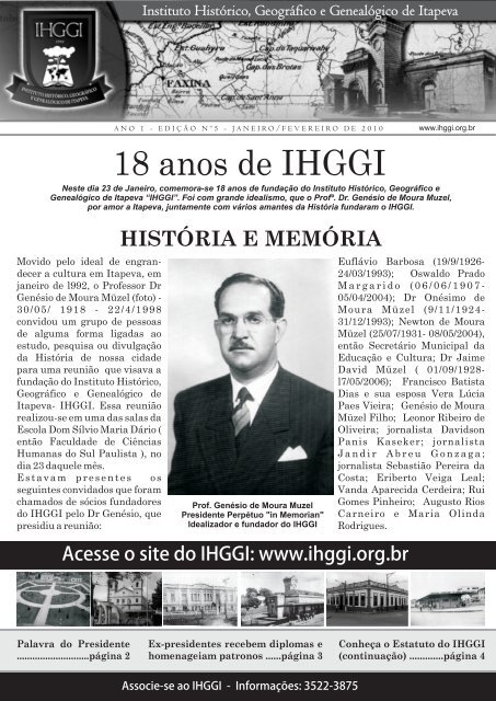 Informativo IHGGI - EdiÃ§Ã£o NÂº 5 - IHGGI - Instituto HistÃ³rico ...