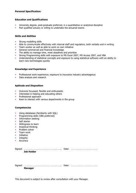 Job description and person specification - Beazley