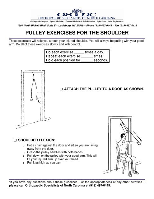 Shoulder pulley exercises hot sale