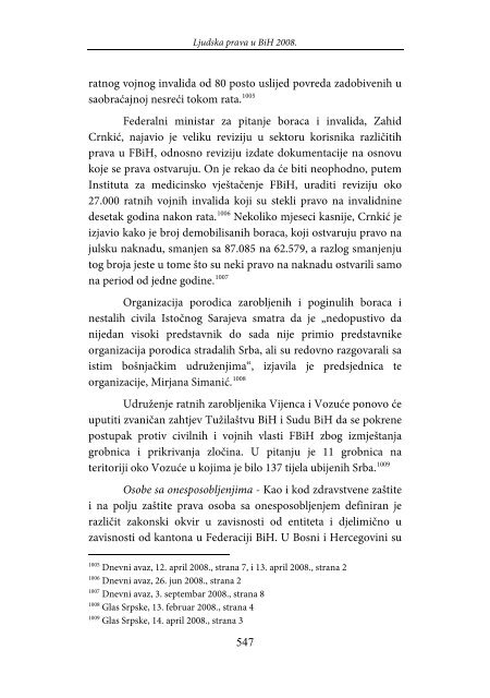 LJUDSKA PRAVA U BOSNI I HERCEGOVINI 2008 - Centar za ...