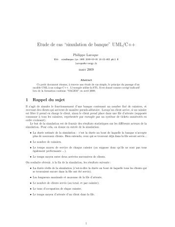 Etude de cas âsimulation de banqueâ UML/C++