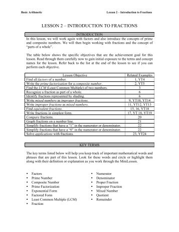 LESSON 2 – INTRODUCTION TO FRACTIONS