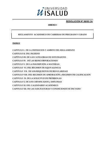 Reglamento AcadÃ©mico: carreras de grado y pregrado