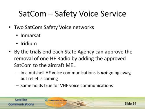 SatCom 101 âOperational and Safety Servicesâ - NBAA