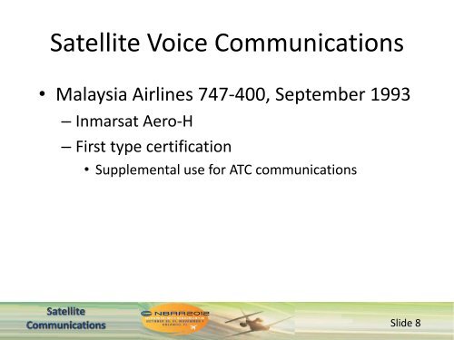 SatCom 101 âOperational and Safety Servicesâ - NBAA