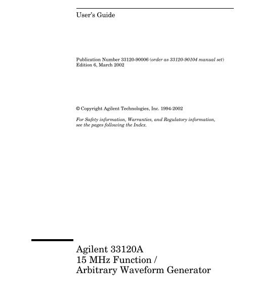 Agilent 33120A User's Guide