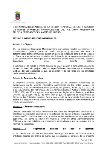 ordenanza reguladora de la cesion temporal de uso y gestion de ...