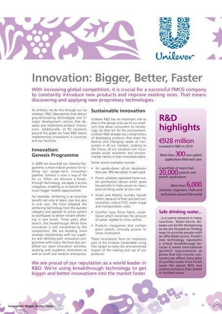 Innovation: Bigger, Better, Faster - Unilever