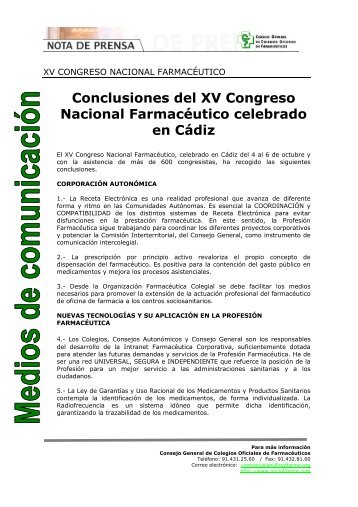 XV Congreso Nacional FarmacÃ©utico - Acta Sanitaria